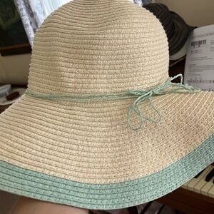 Stylish Straw Sun Hat with Blue Trim